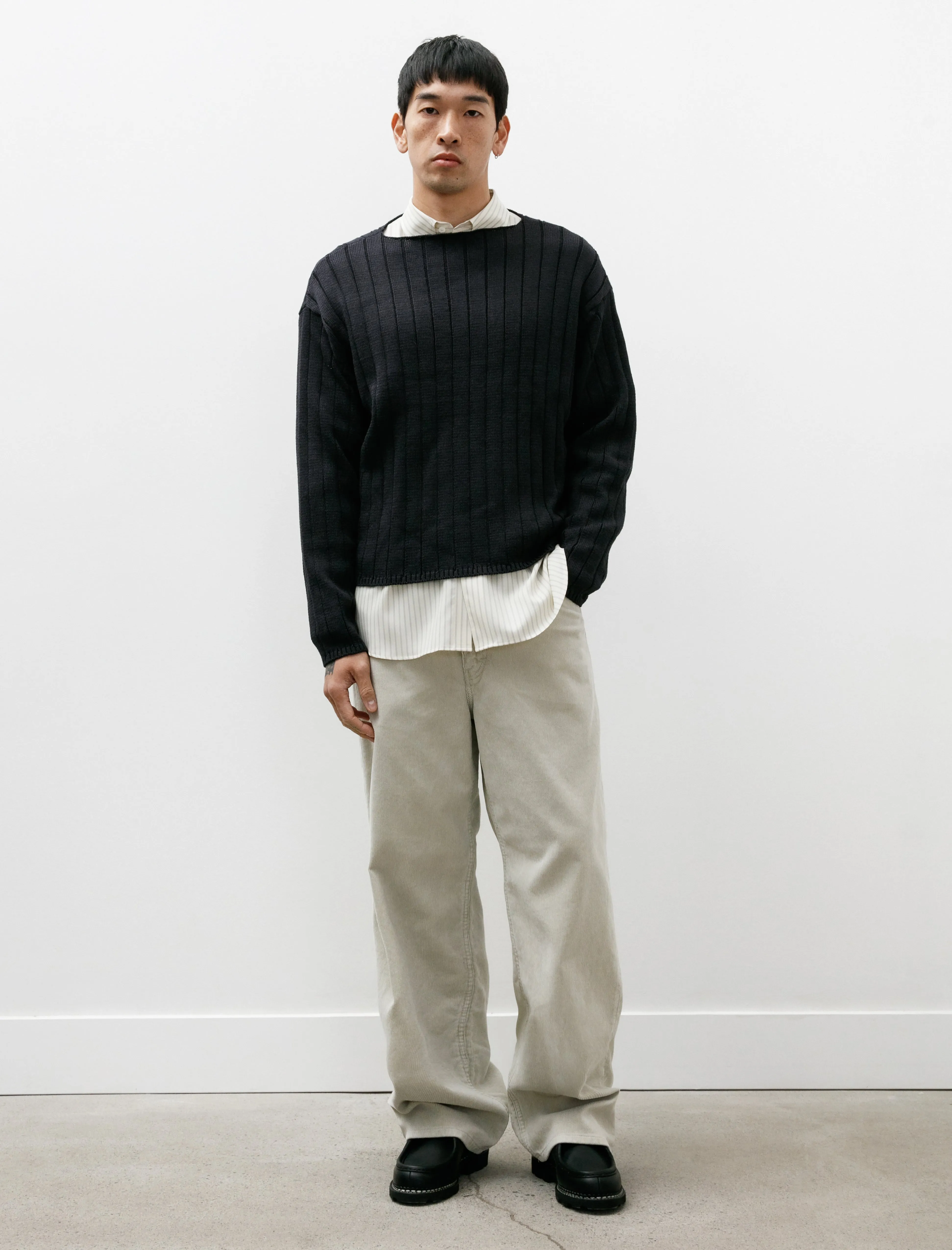 Pigment Dye Finx Corduroy Wide 5P Pants White Khaki