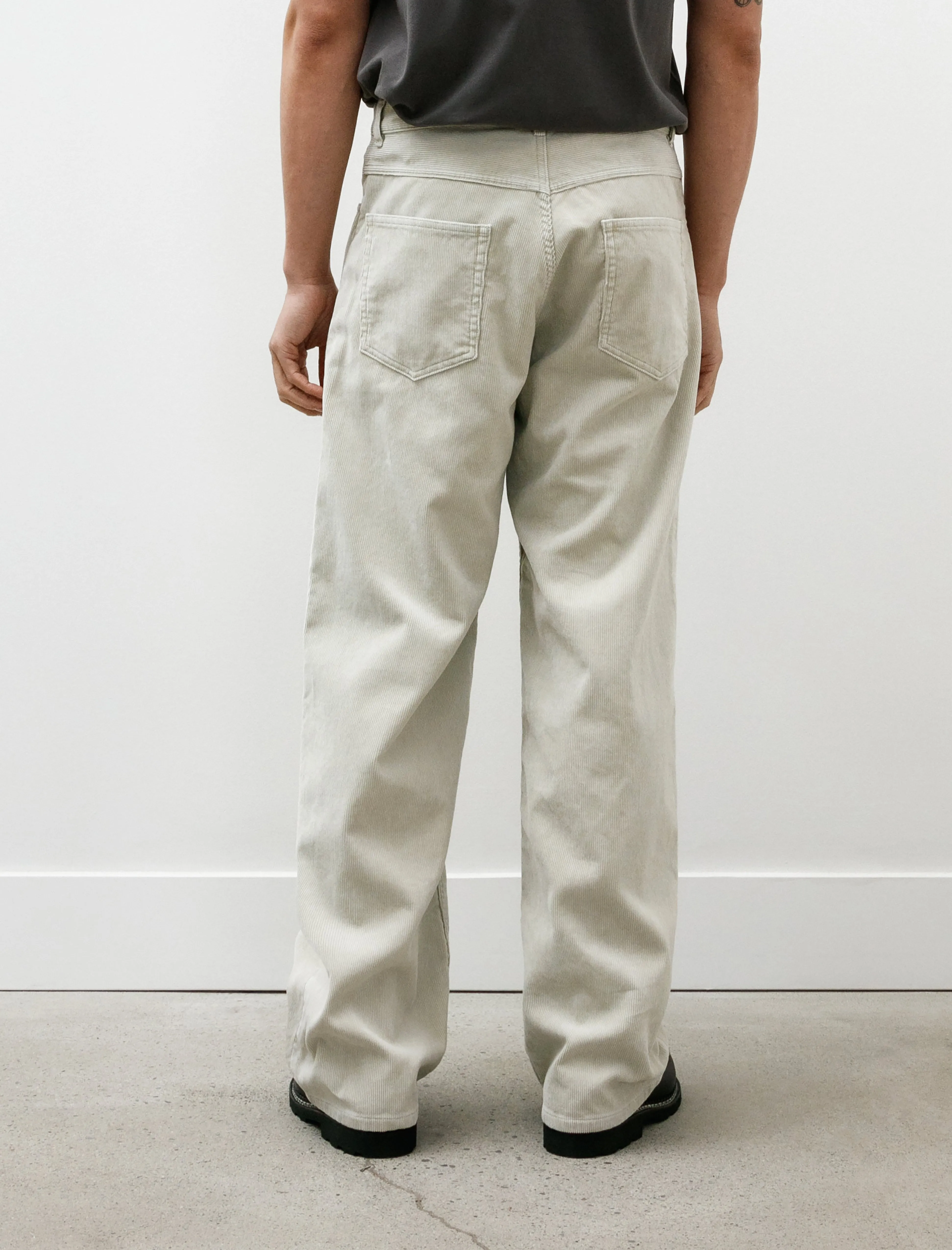 Pigment Dye Finx Corduroy Wide 5P Pants White Khaki