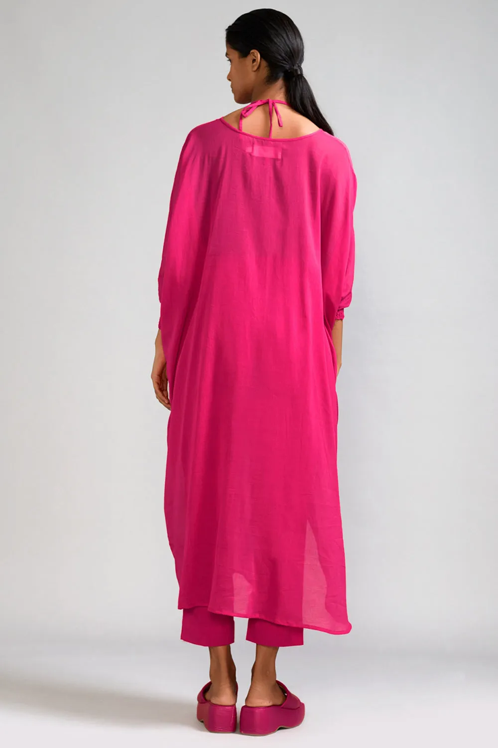 Pink Cotton Cowl Tunic Set