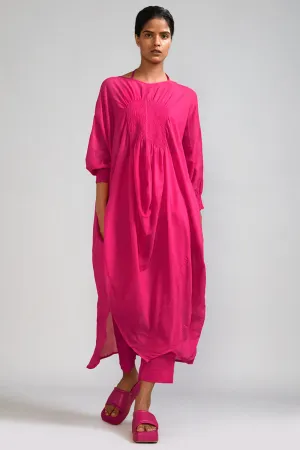 Pink Cotton Cowl Tunic Set