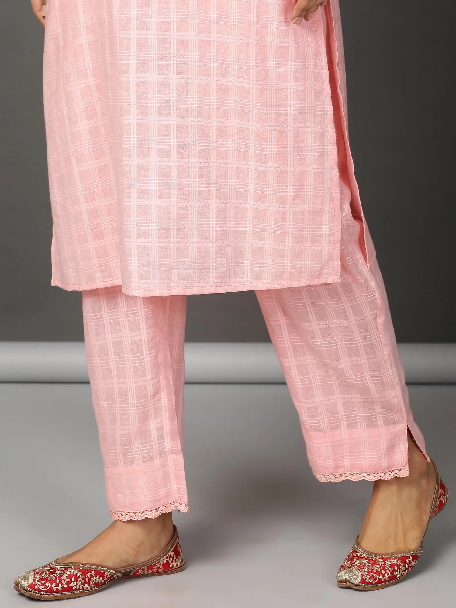Pink Cotton Kurta & Pants Set