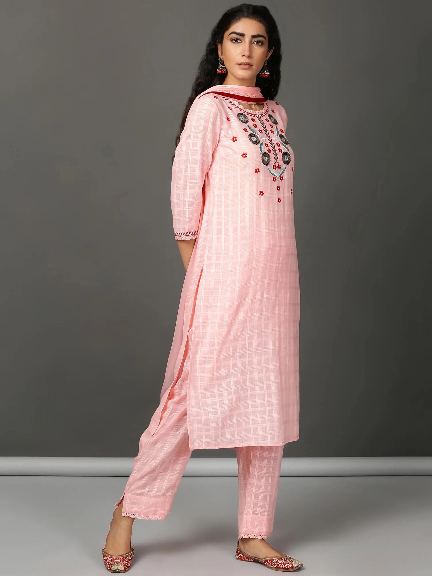 Pink Cotton Kurta & Pants Set