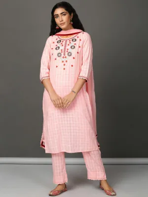 Pink Cotton Kurta & Pants Set