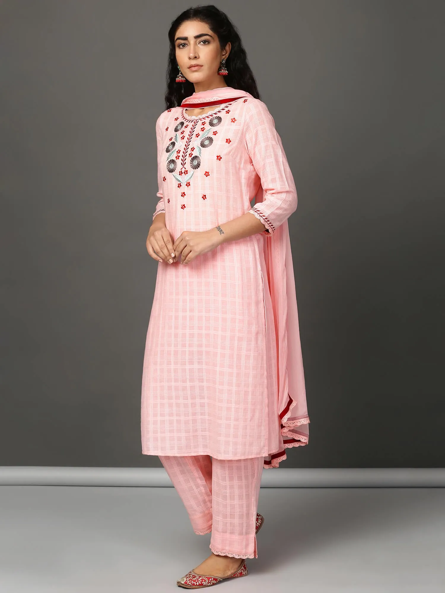 Pink Cotton Kurta & Pants Set