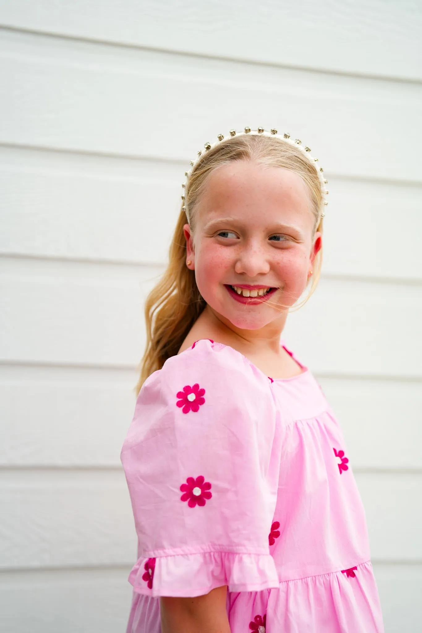 Pink Daisy Embroidered Top