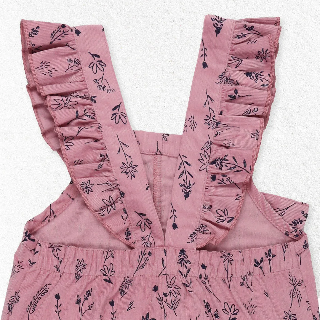 Pink Floral Print Dungarees