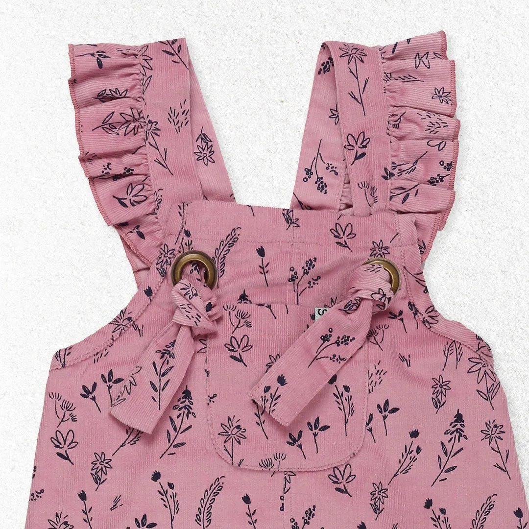 Pink Floral Print Dungarees