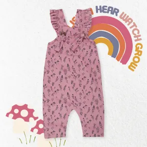 Pink Floral Print Dungarees