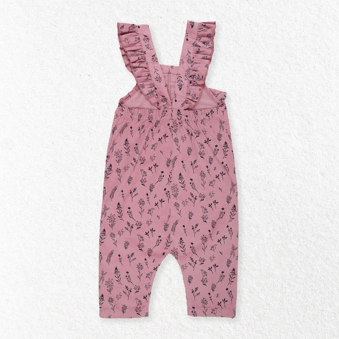 Pink Floral Print Dungarees