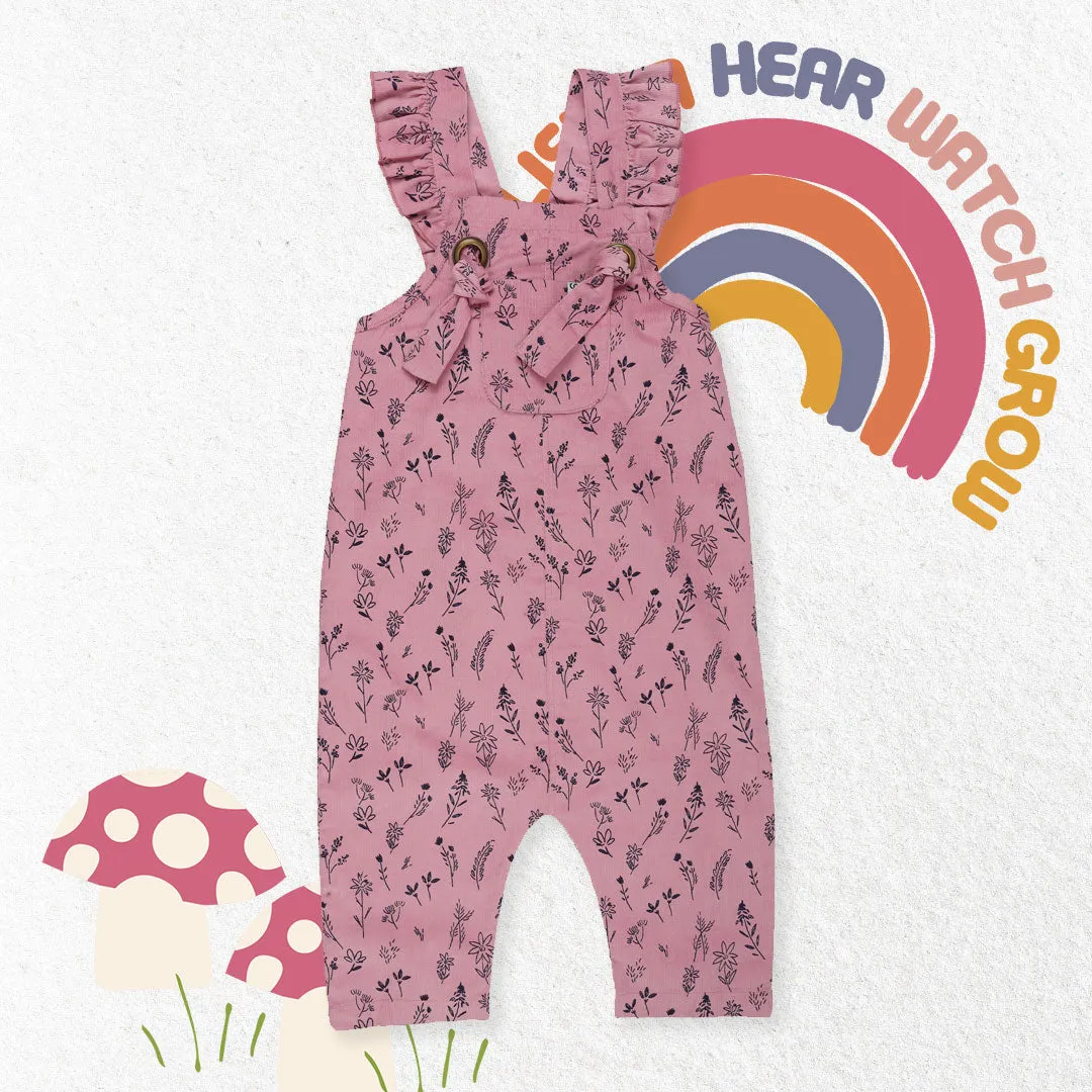 Pink Floral Print Dungarees
