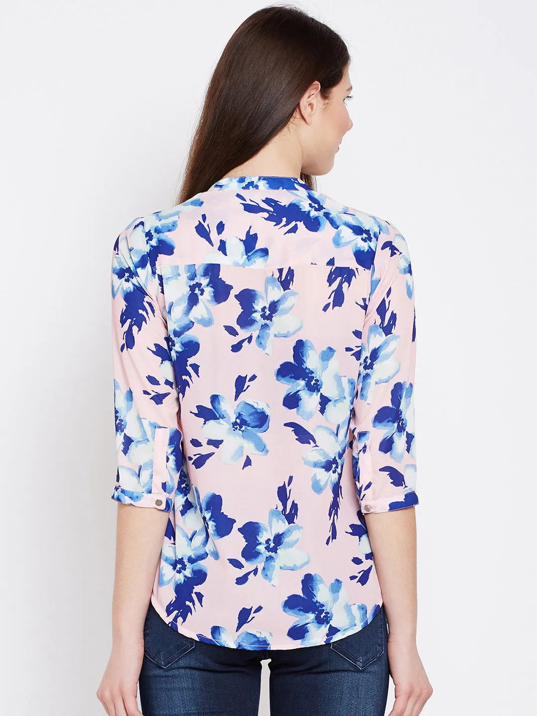 Pink Floral Printed Tops