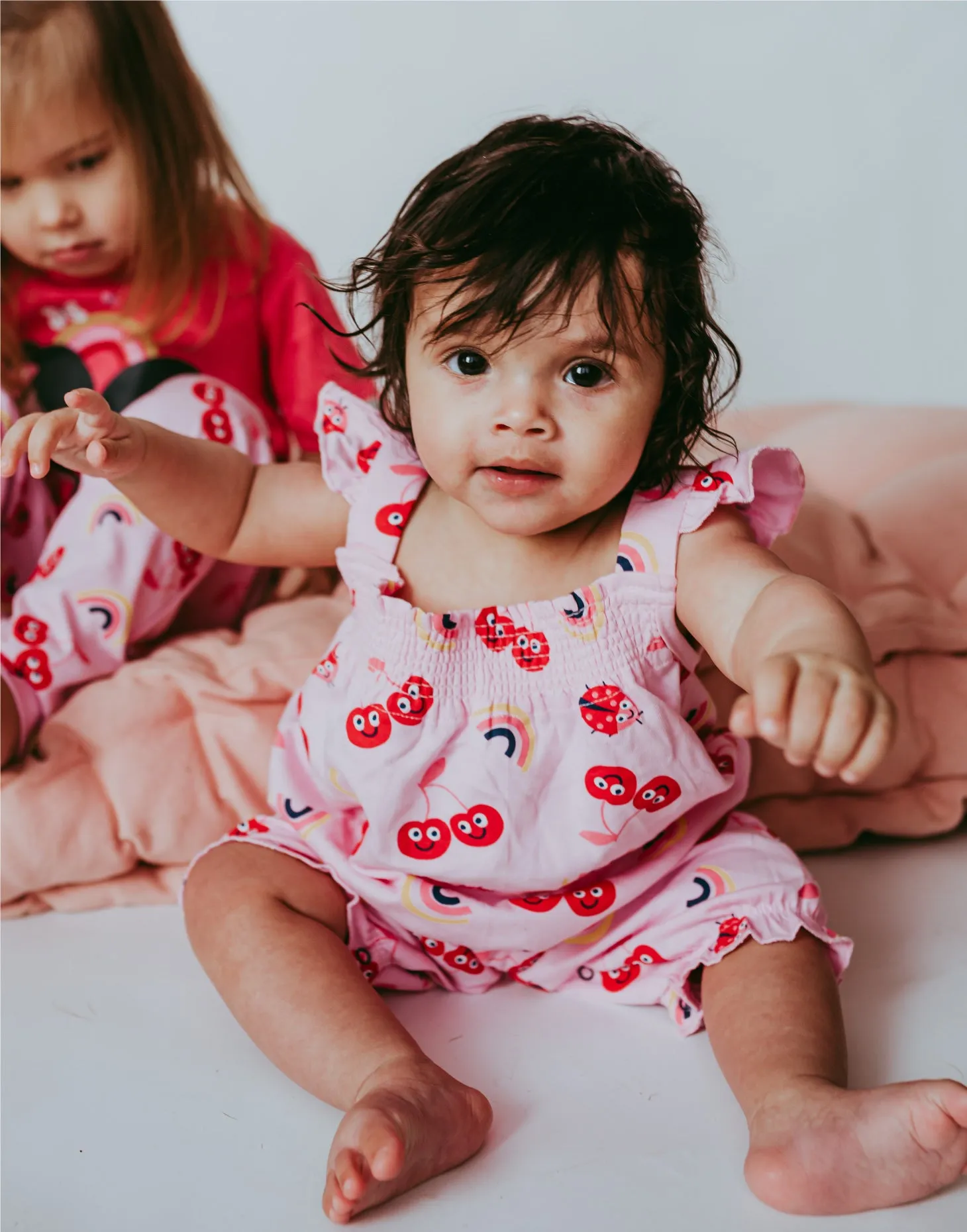 Pink Fruit Print Romper