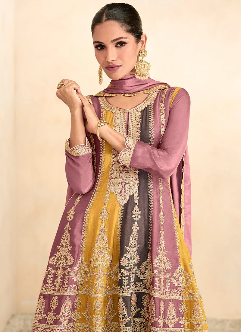 Pink Sequence Embroidery Anarkali Gharara Suit