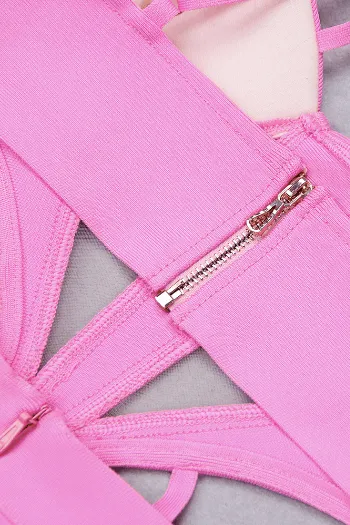 Pink slim straight long jumpsuit