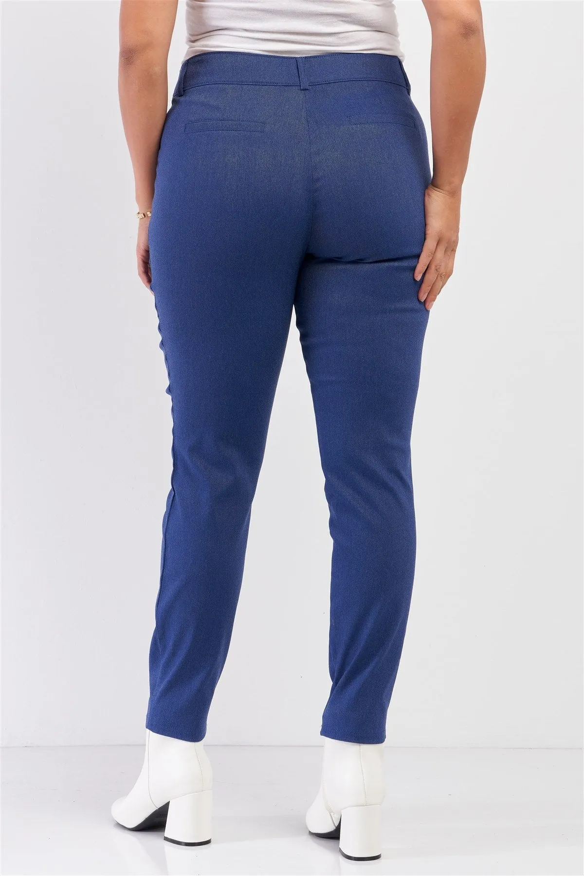 Plus Medium Blue Mid-rise Denim Legging Slim Fit Pants