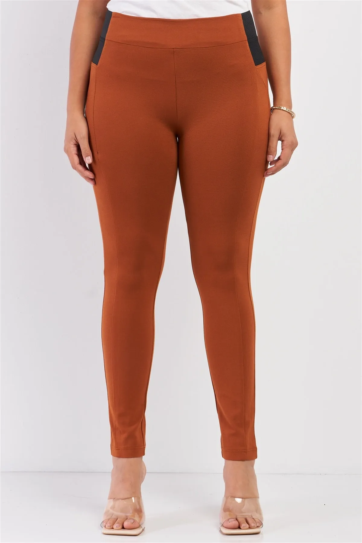 Plus Rubber Side Detail Lace Side Leg Legging Slim Pants