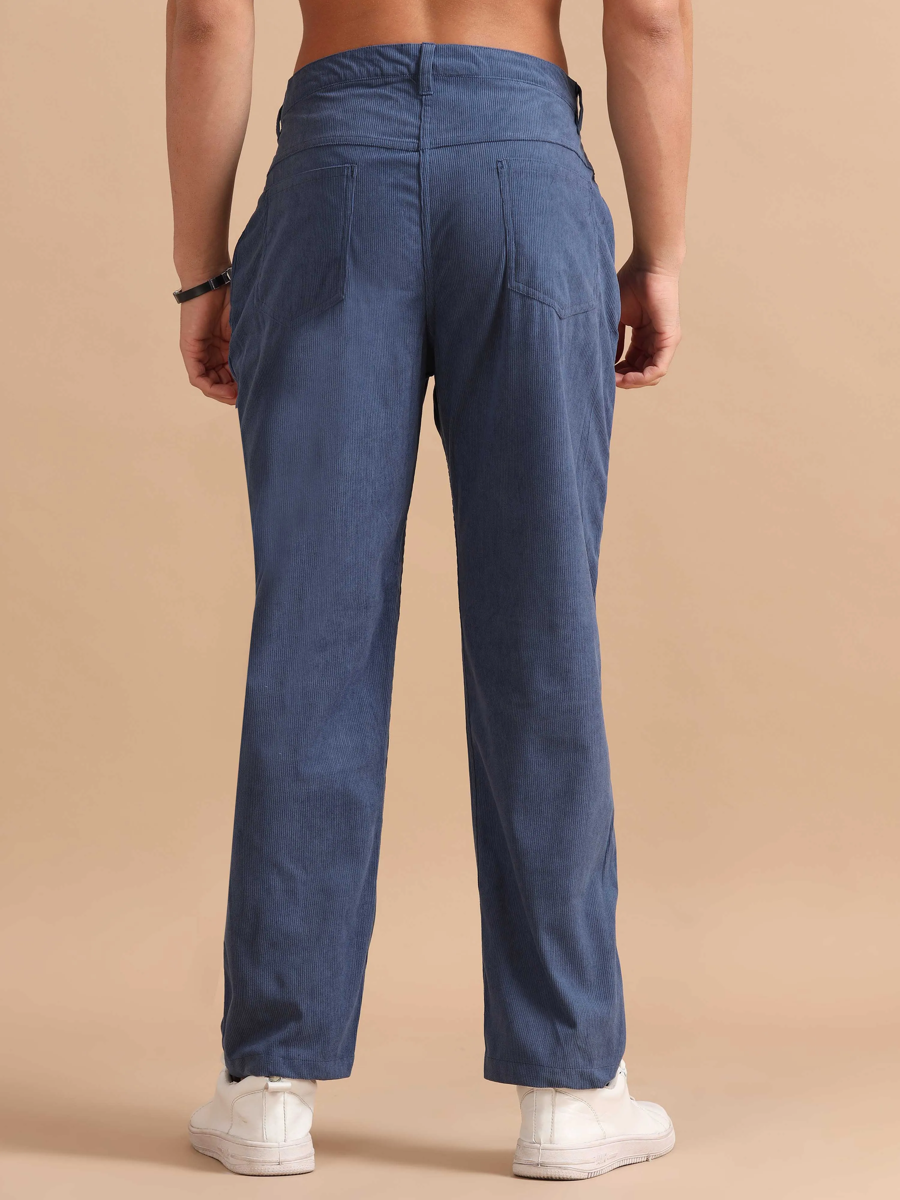 Plus Size Dark Teal Blue Corduroy Trousers