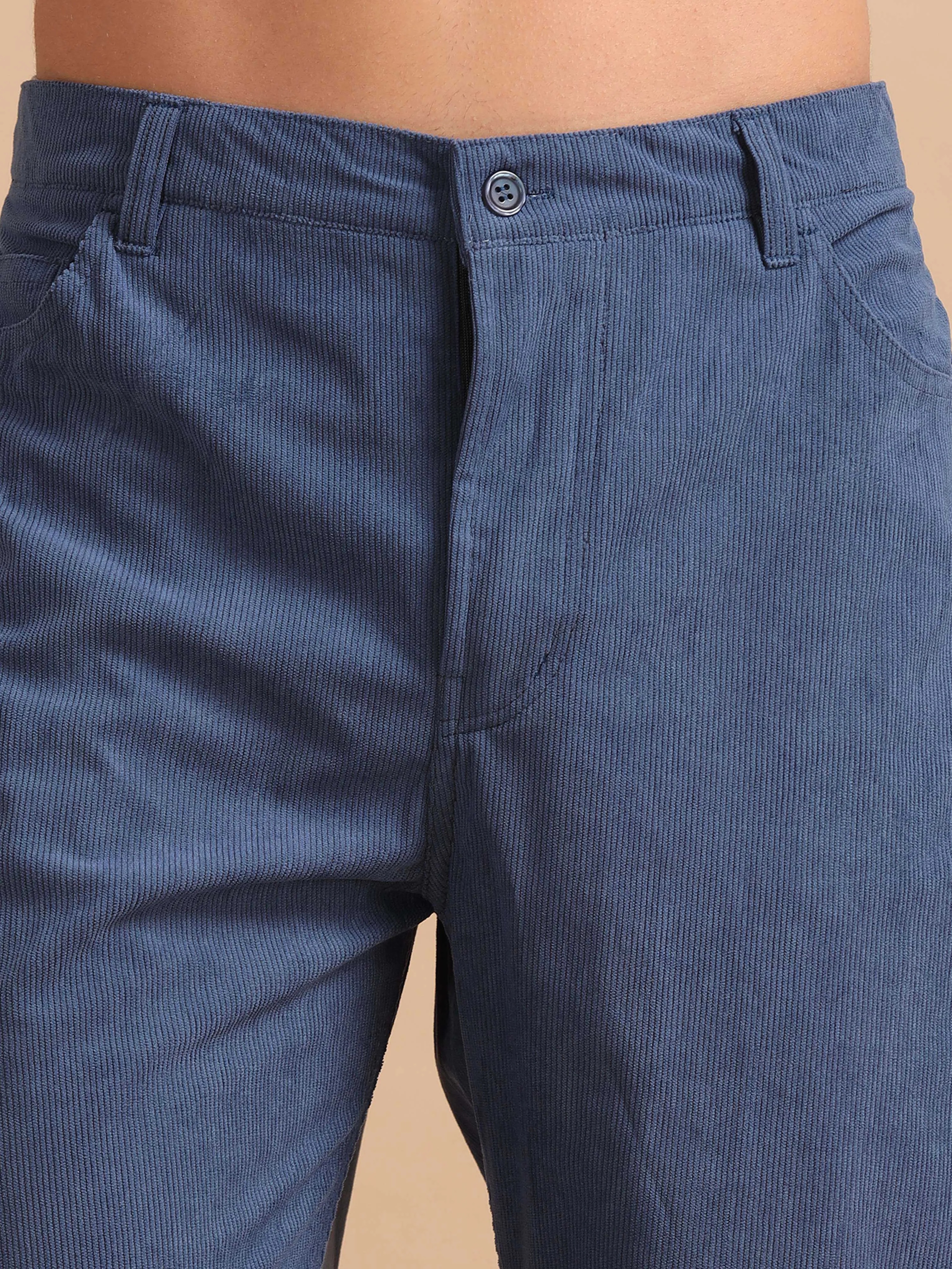 Plus Size Dark Teal Blue Corduroy Trousers