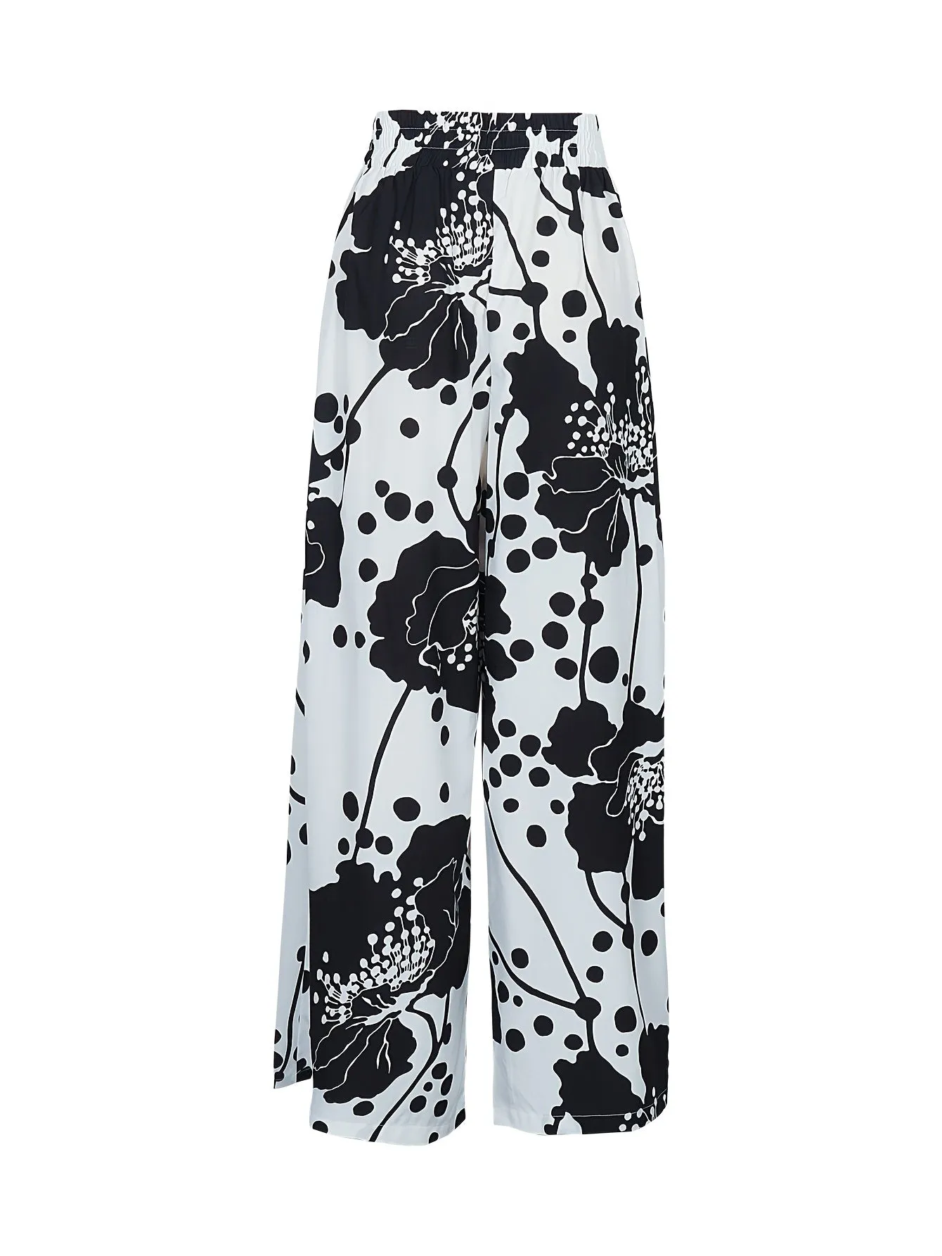 Plus Size Floral Print Wide Leg Pants, Casual Style, Polyester Non-Stretch Woven Fabric, for All-Season Wear