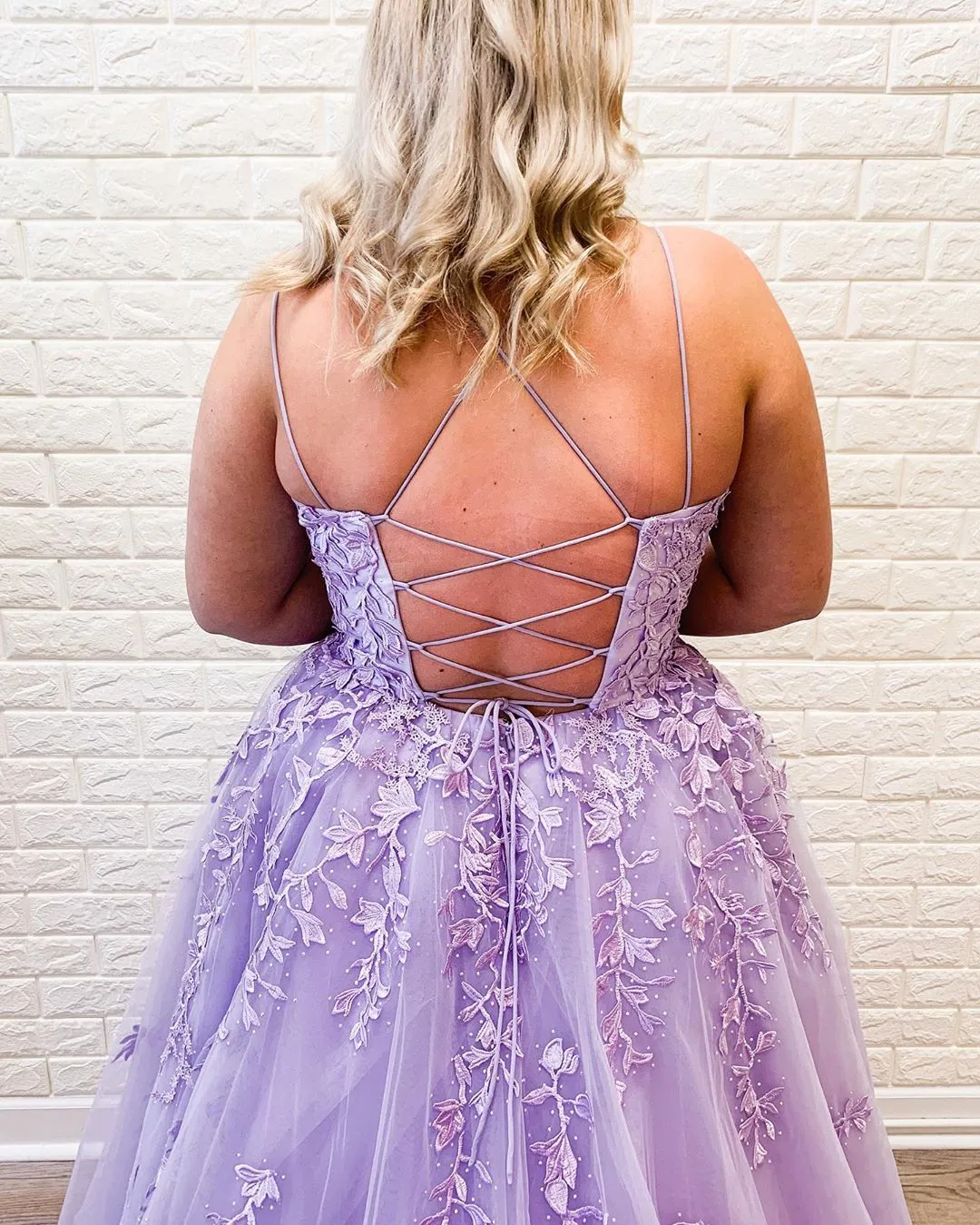 Plus Size Purple Lace Prom Dresses A Line Evening Gowns