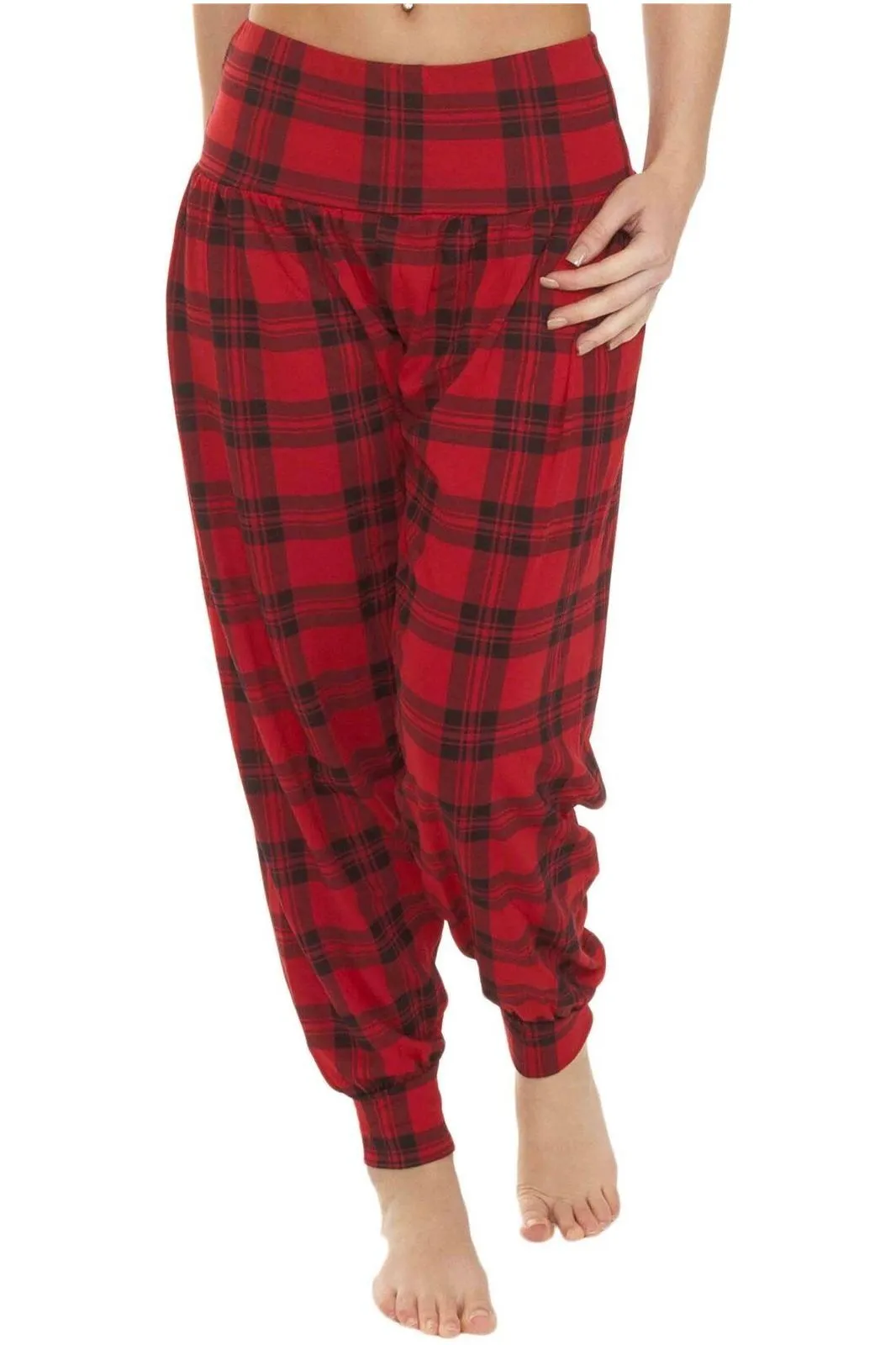 Plus Size Red Tartan Print Harem Trouser