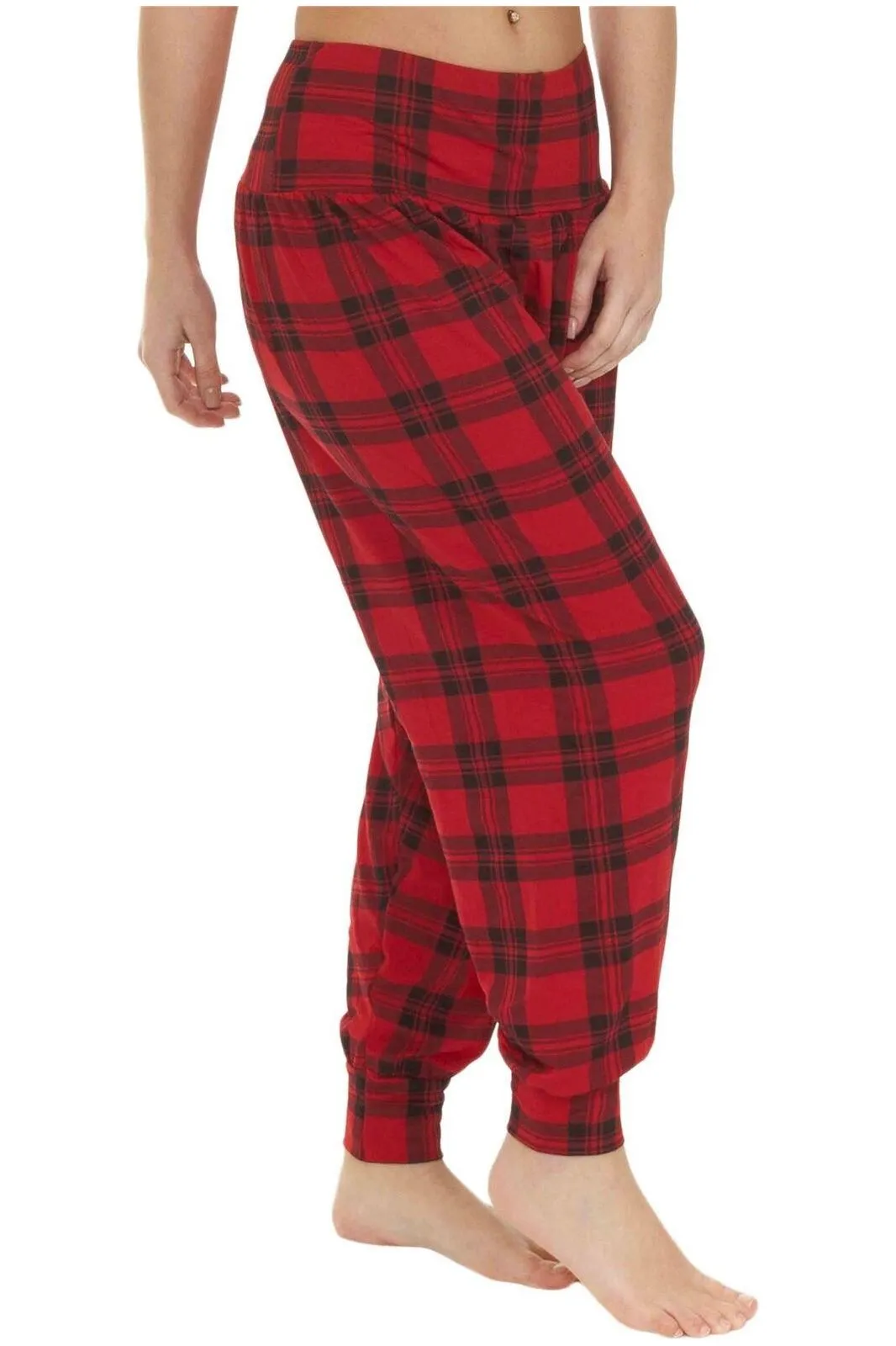 Plus Size Red Tartan Print Harem Trouser