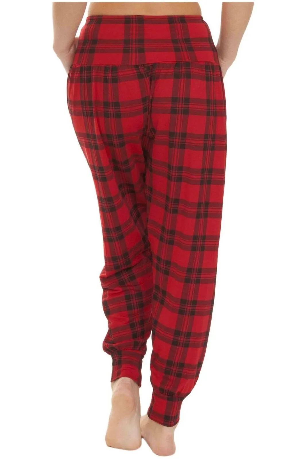 Plus Size Red Tartan Print Harem Trouser