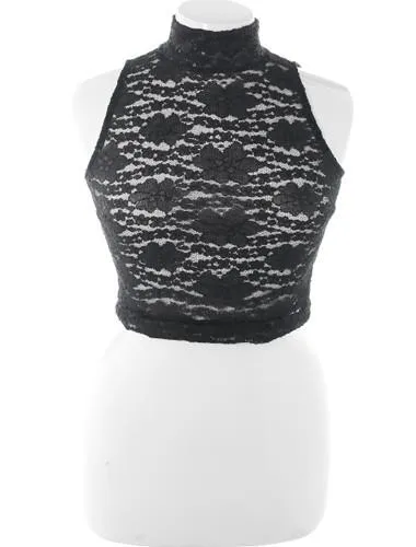 Plus Size See Through Halter Black Crop Top