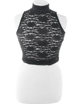 Plus Size See Through Halter Black Crop Top
