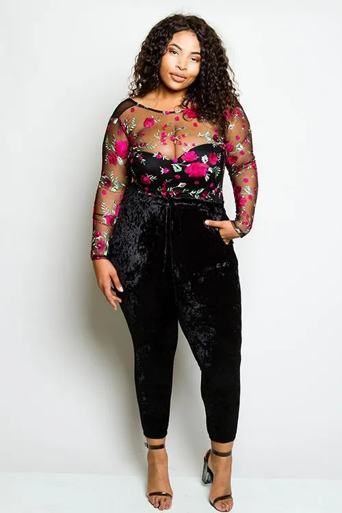 Plus Size Soft Velvet Jogger  Pants