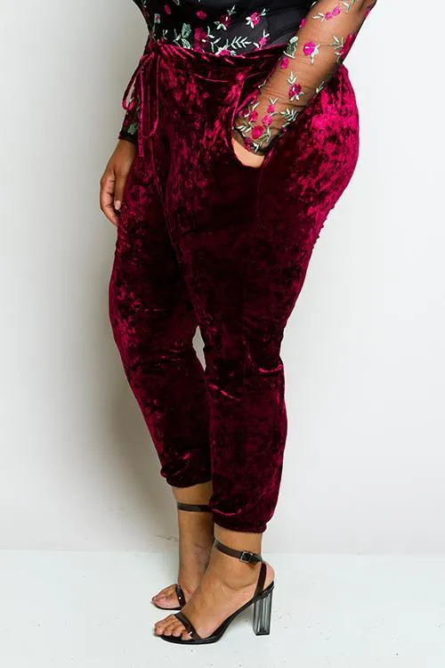 Plus Size Soft Velvet Jogger  Pants