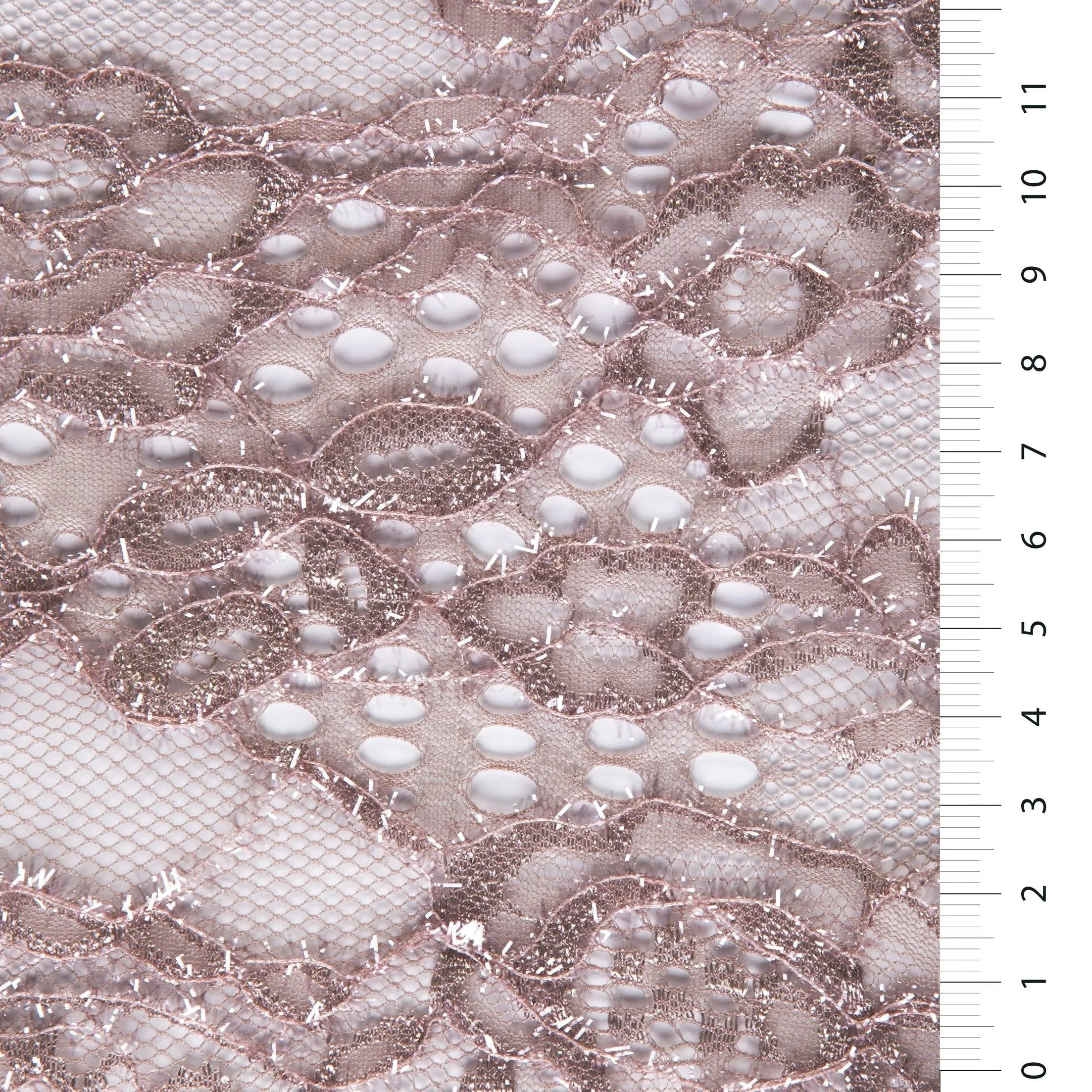 Pointelle Design Shiny Metallic Lurex Thread Lace Mink Fabric