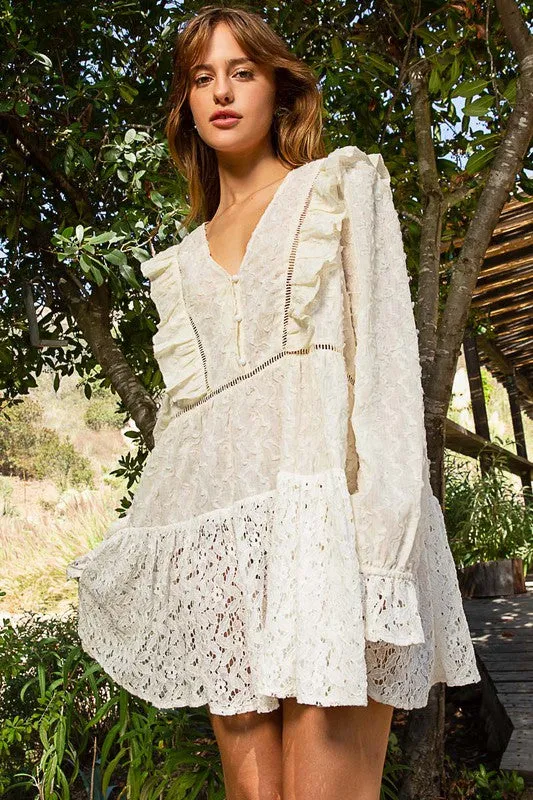 POL Cream Lace Romantic Blouse 8679