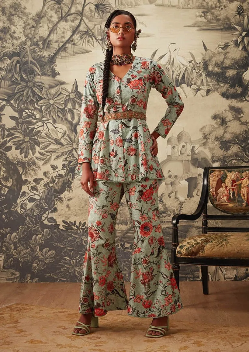 Powder blue printed co-ord set