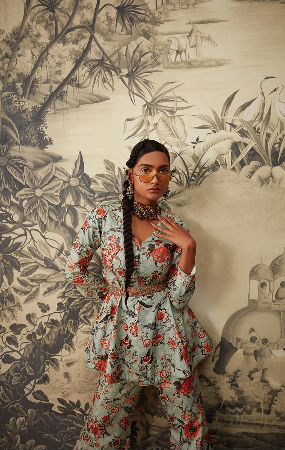 Powder blue printed co-ord set