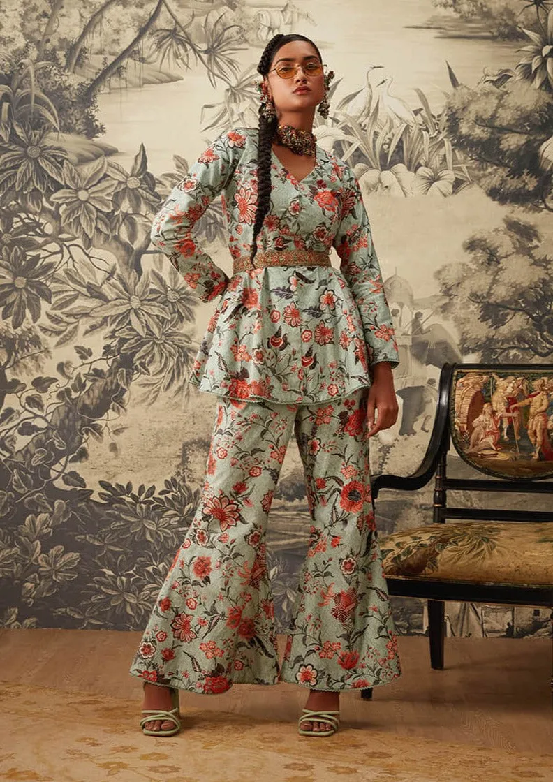 Powder blue printed co-ord set