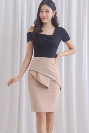 *Premium* TDC Dimity Peplum Pencil Skirt II In Camel