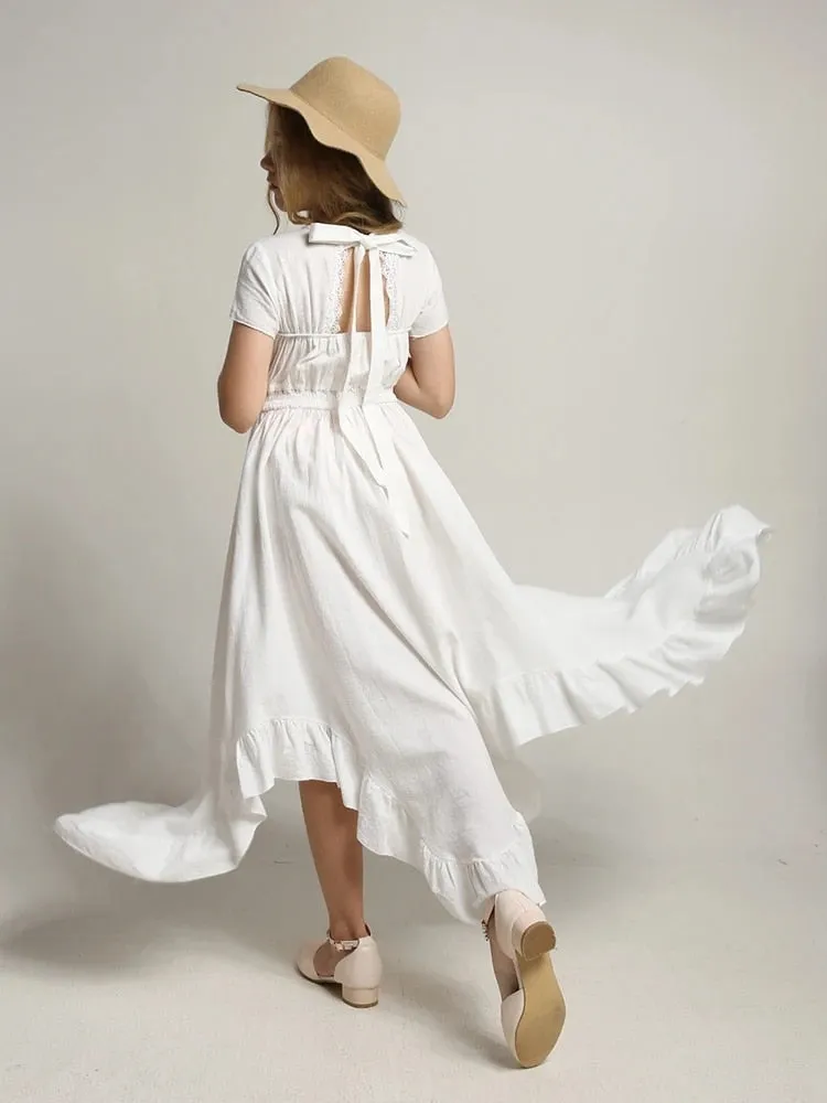 Princess Girls Lace Cotton Long Dresses