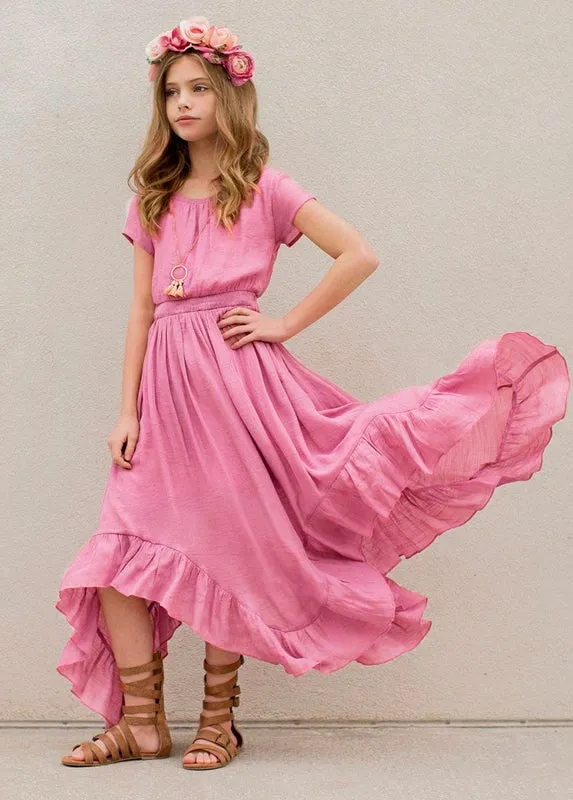 Princess Girls Lace Cotton Long Dresses