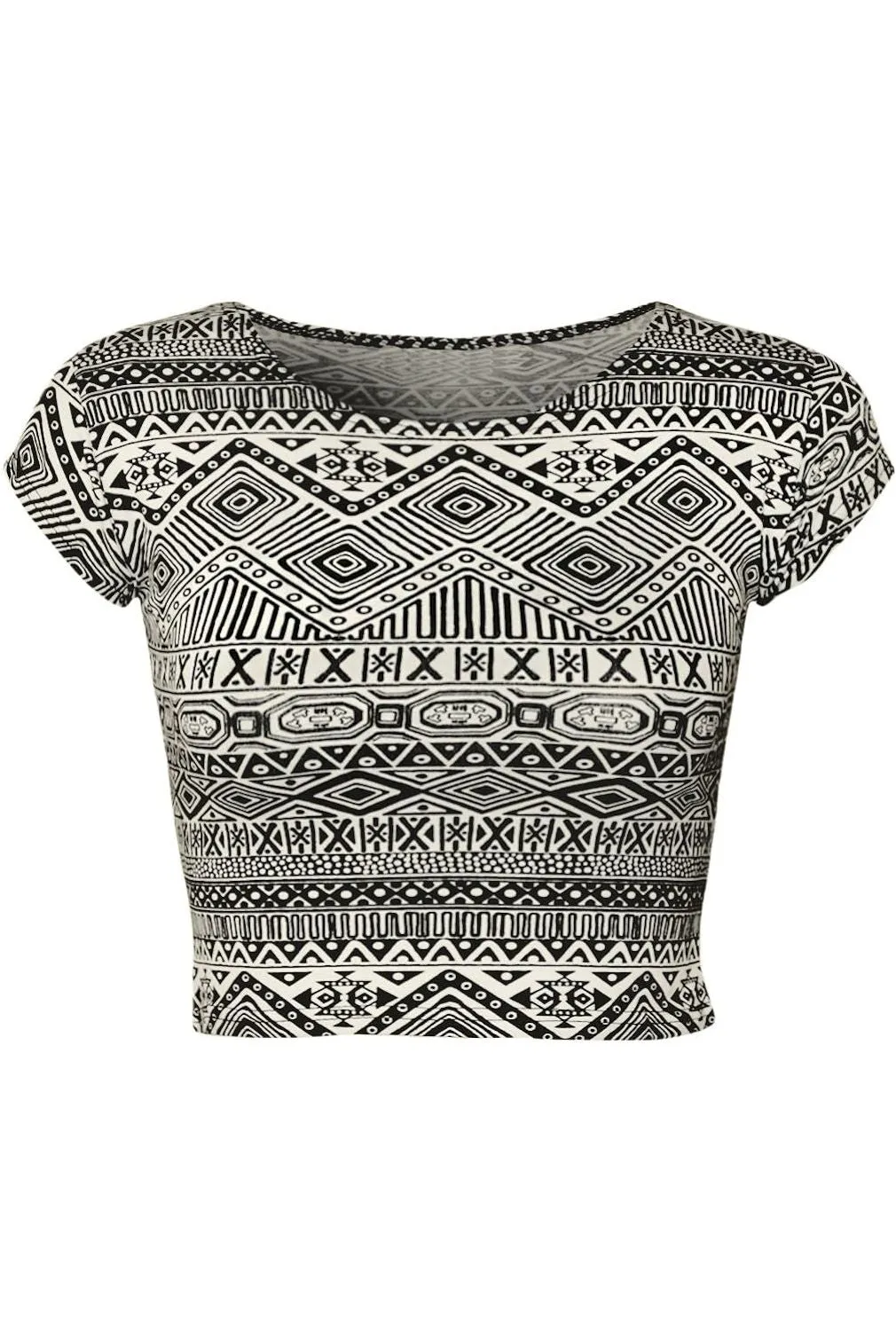 Printed Cap Sleeve Crop Tops