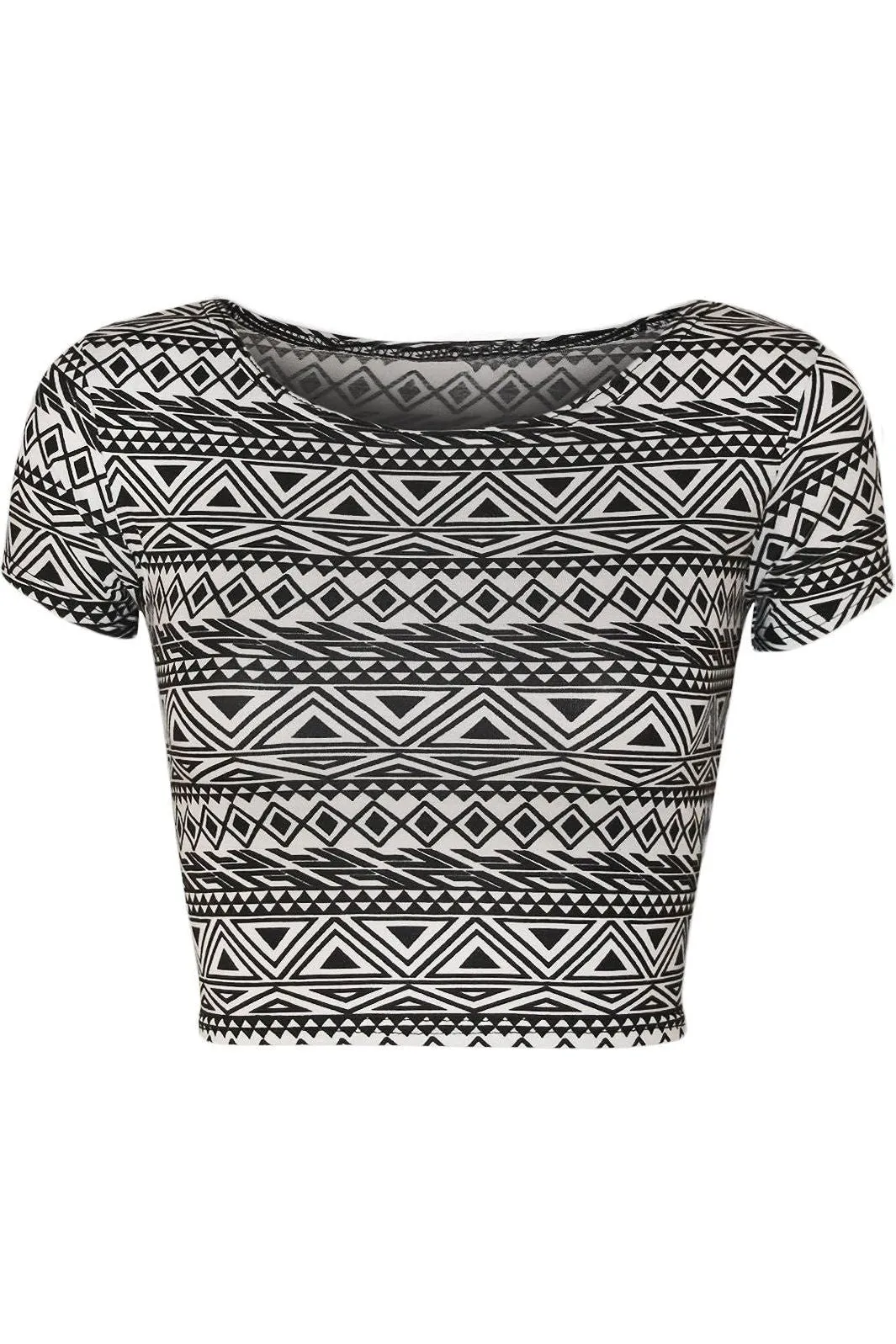 Printed Cap Sleeve Crop Tops