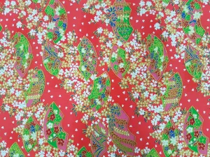 Printed Cotton Oriental Fans Red