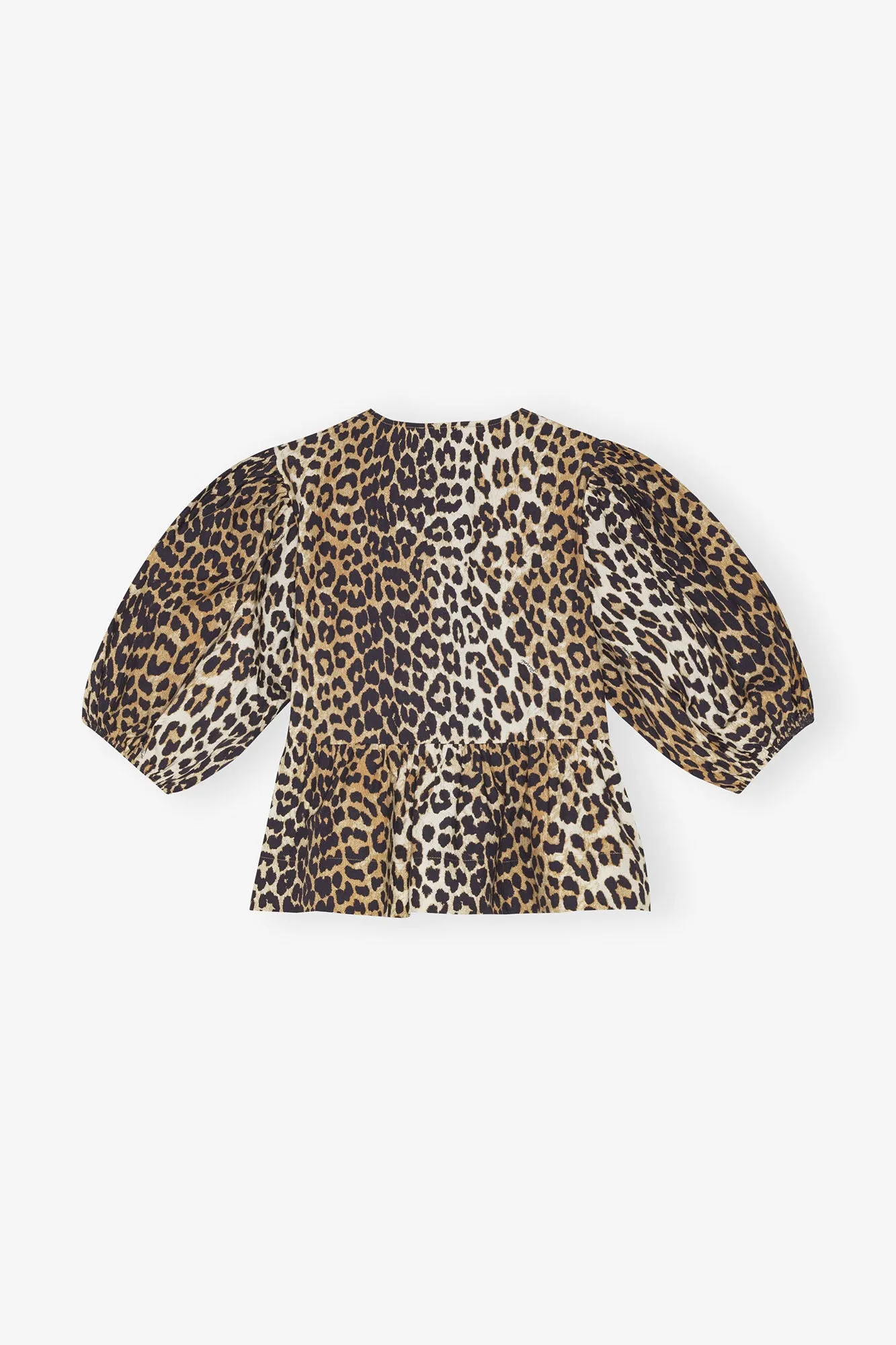 PRINTED COTTON POPLIN PEPLUM BLOUSE