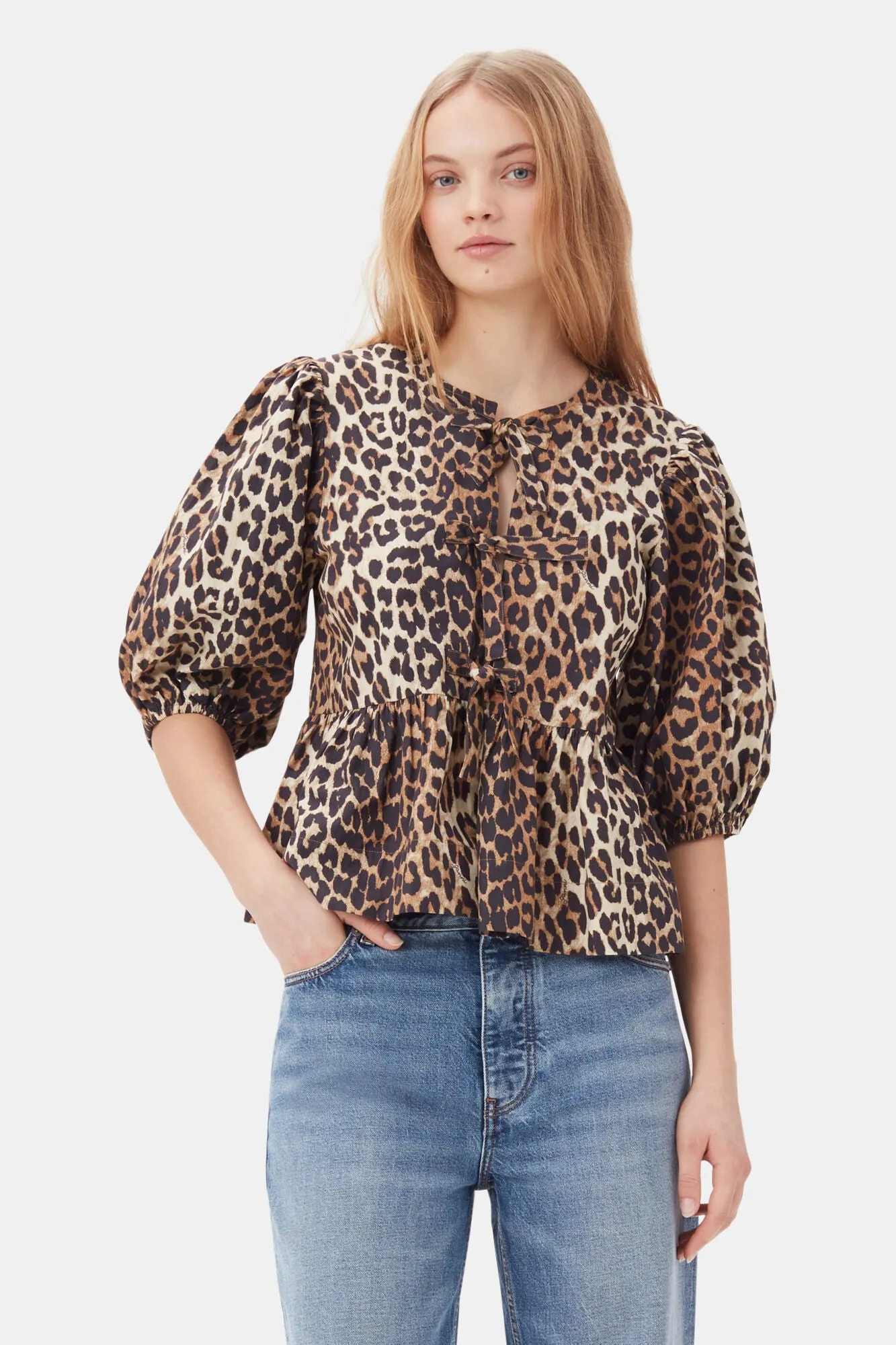 Printed Cotton Poplin Tie Blouse (Best-Seller!)