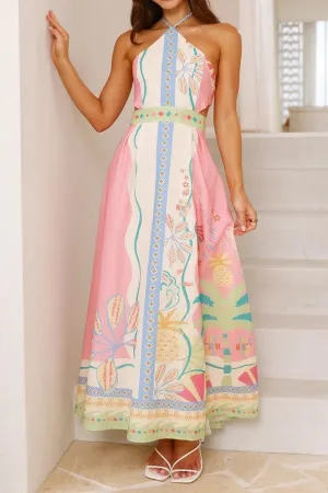 Printed Halter Maxi Dress