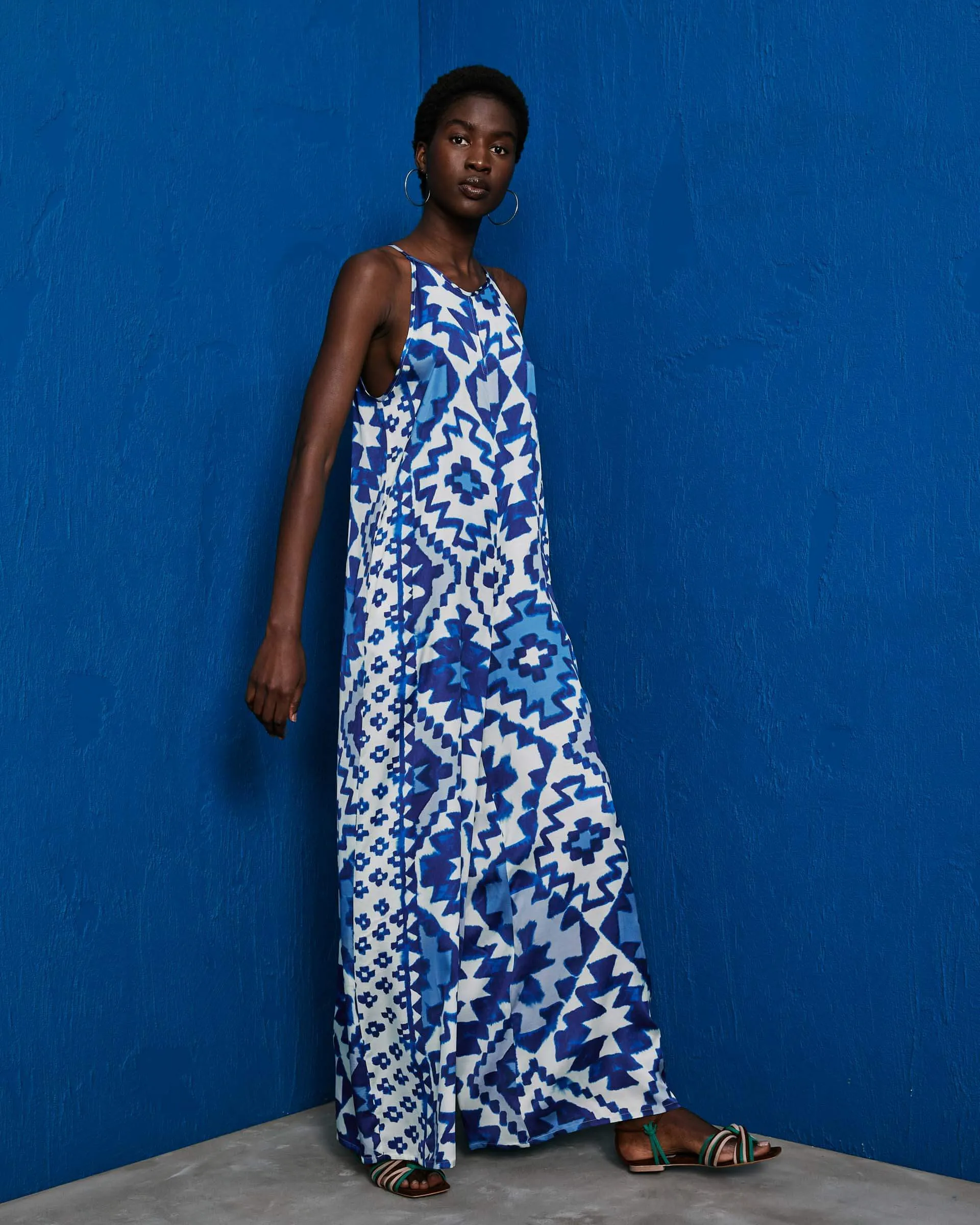printed satin jumpsuit