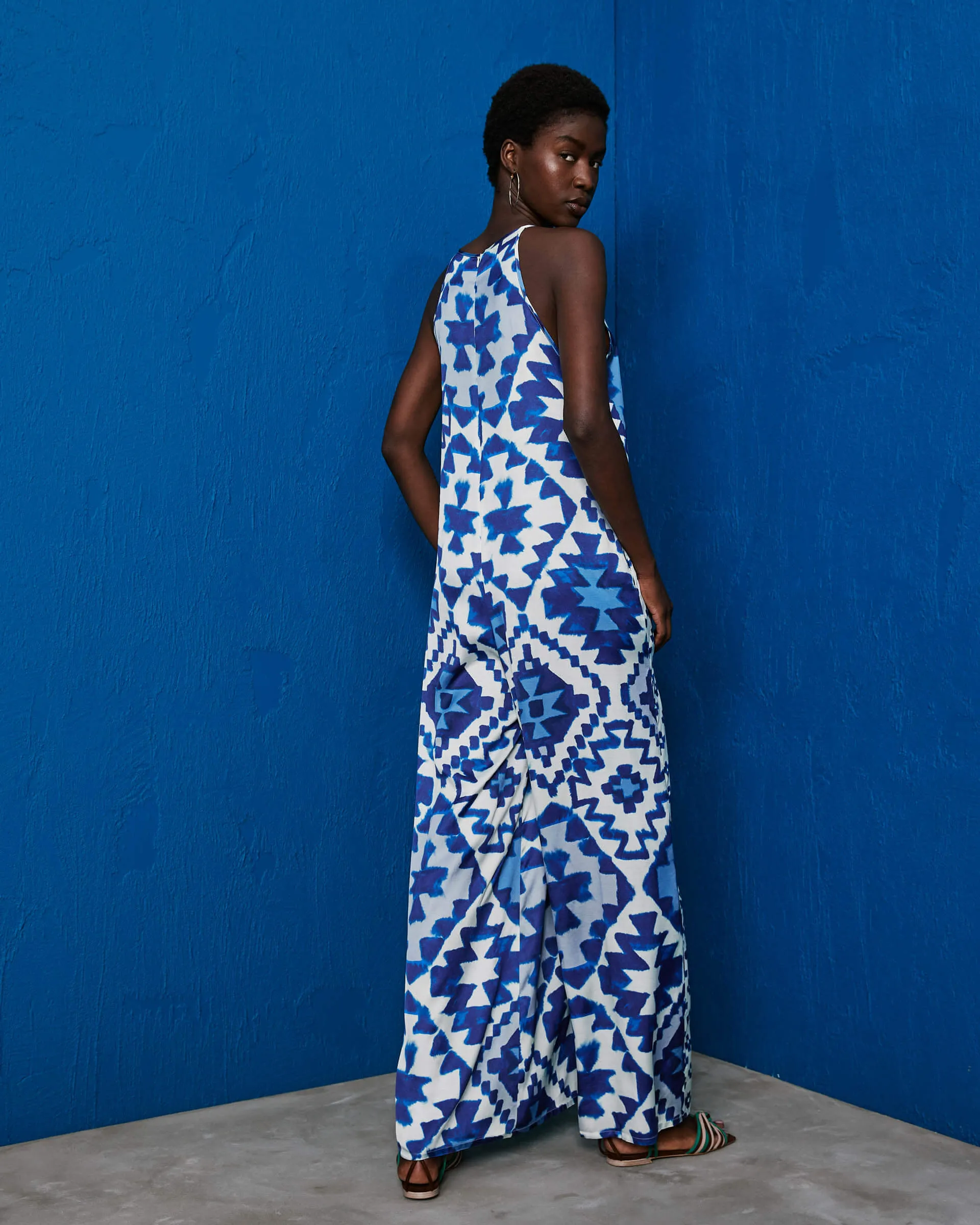 printed satin jumpsuit