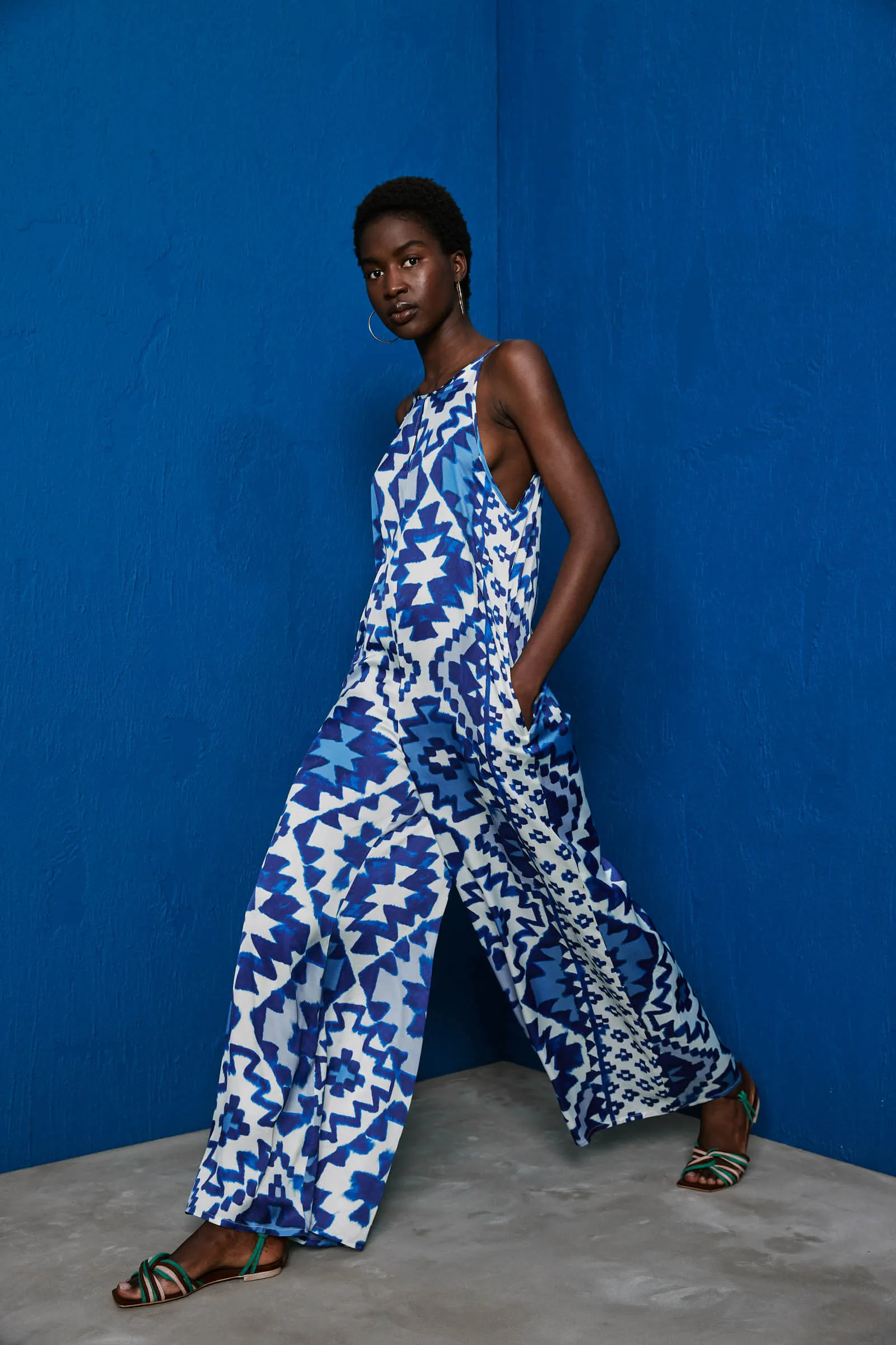 printed satin jumpsuit
