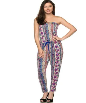Printed Tube Jumpsuit | Blue