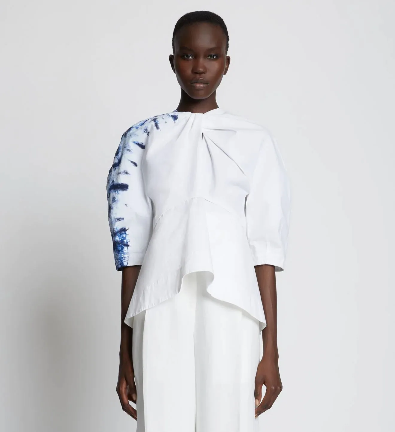 Proenza Schouler Tie Dye Poplin Puff Sleeve Top